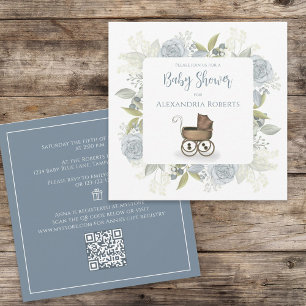 Convite Carrinho Floral Vintage Código QR Lista de Present