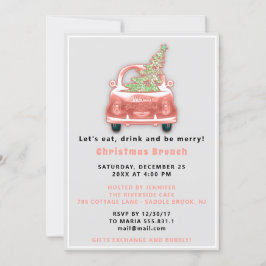 Convite Carro Caminhão Feliz Natal Brunch Janta Blush