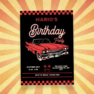 Convite Carro clássico vintage de aniversário
