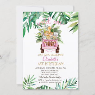 Convite Carro de Animais Selvagens Safari,Saia do primeiro