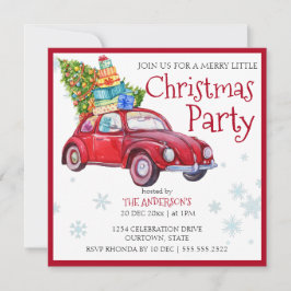 Convite Carro de betão vermelho-rústico da safra com árvor