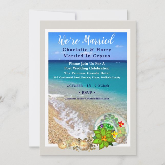 Convite Carro de Cena de Praia Sunny do Partido da Recepçã (Frente)