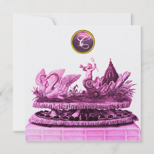 CONVITE CARRO DE CISNES COM BOLO DE NOIVA CASAMENTO NA PRA (Frente)