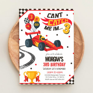 Convite Carro de Corrida 3º Aniversário Não Pode Me Pegar