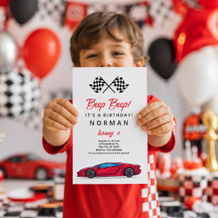 Convite Carro de Corrida de Aniversário Personalizado para