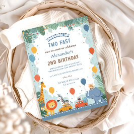 Convite Carro de Corrida de Safari 2º Aniversário