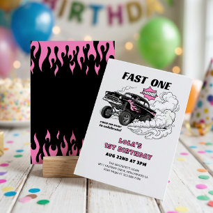 Convite Carro de Corrida Gasser Girl's 1º Aniversário 🏁