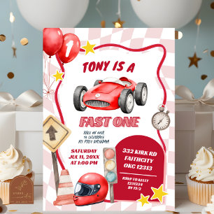 Convite Carro de Corrida Rápido Primeiro Aniversário