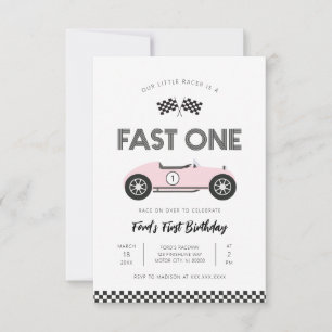 Convite Carro de Corrida Retrô Rápido Primeiro Aniversário