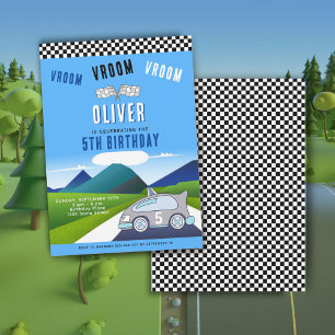 Convite Carro de Corrida Vroom Vroom Menino Estrada Aniver