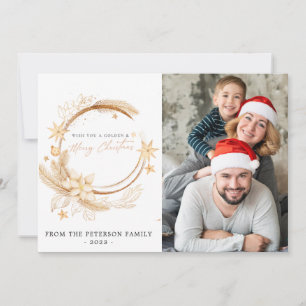 Convite Carro de Feriado Floral de Ouro Geométrico Simples