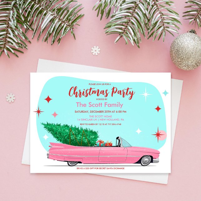 Convite Carro de Férias de Natal Retro (Criador carregado)