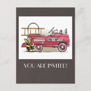 Convite Carro do pedal do carro de bombeiros