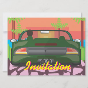 Convite Carro Esportivo de Arcade dos Anos 80
