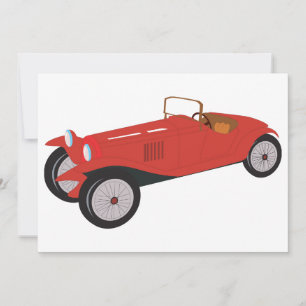 Convite Carro Esportivo Vermelho Antigo Roadster Clássico