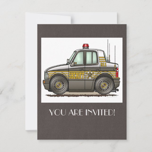 Convite Carro-patrulha do carro do xerife (Frente)