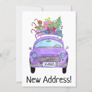 Convite Carro Purple de Novo Endereço com Presentes de Na