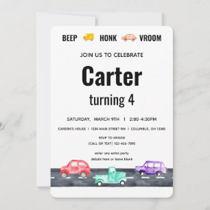 Convite Carro Race Dois Transporte Rápido De Rapazes Vinta