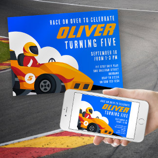 Convite Carro Race Qualquer Festa de aniversário Idade