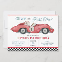 Carro Race Vermelho Rápido Uma Primeira Festa de a