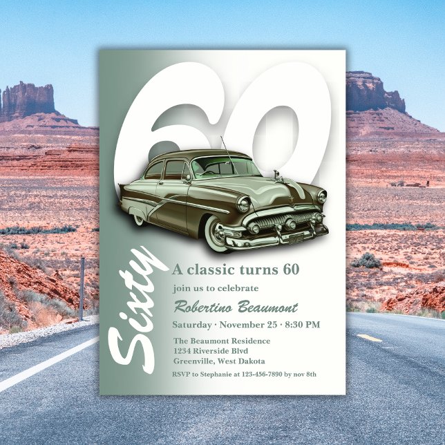 Convite Carro Verde Clássico Completa 60 Anos (Criador carregado)