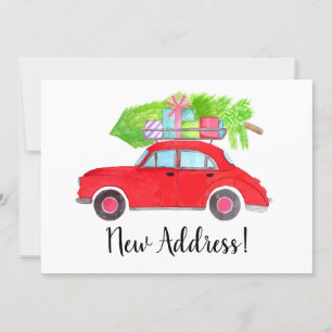 Convite Carro vermelho de novo endereço com árvore de Na