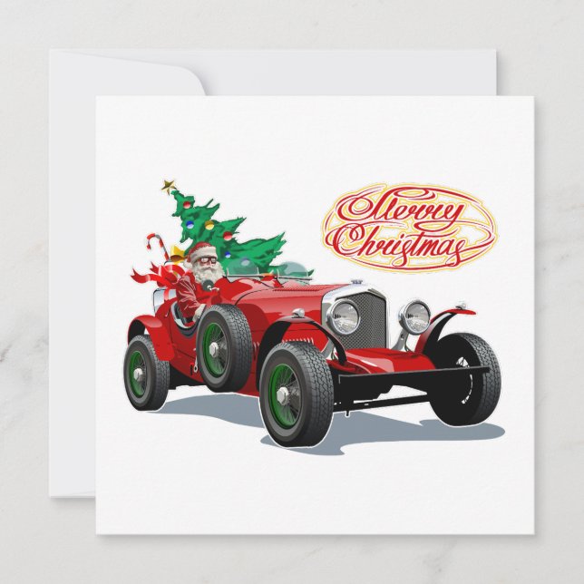 Convite Carro vintage de Natal (Frente)
