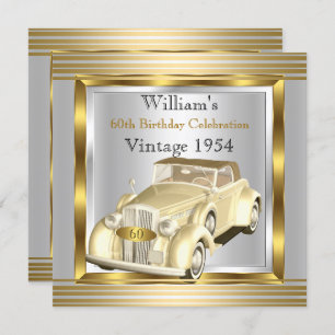 Convite Carro vintage significa 60ª Festa de aniversário D