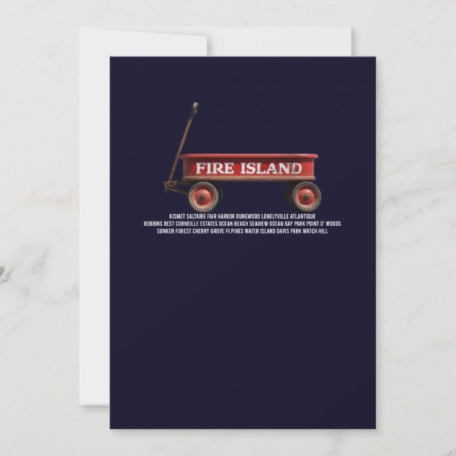 Convite Carroça vermelha retrô da ilha de Fire Island prai (Frente)