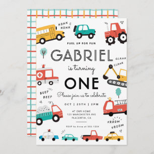 Convite Carros e Caminhões - festa de aniversário de trans