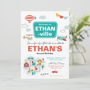 Convite Carros e Caminhões - festa de aniversário de trans