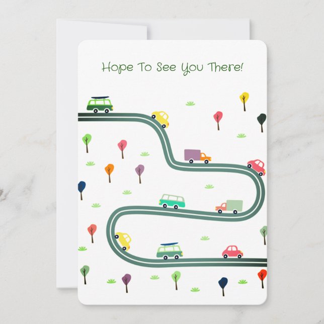 Convite Carros Pequenos E Bonitos Viajando Na Estrada (Frente)