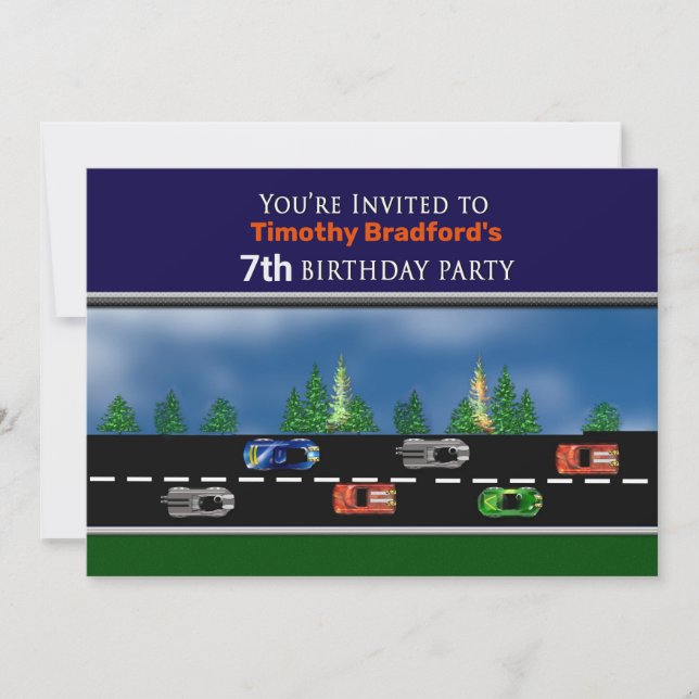 Convite Carros Race, Aniversário, Inserir Nome e IDADE (Frente)