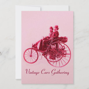 Convite Carros vintage GATHERING champagne fuchsia vermelh