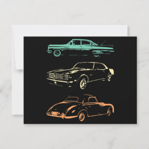 Convite Carros vintage - Retro Gráfico dos anos 80 e 90