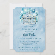 Carrossel Azul com Chá de fraldas dos Balões de Ar