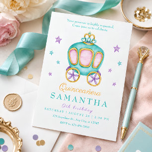 Convite Carruagem da Princesa Pastel para Festa de Anivers