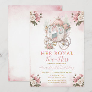 Convite Carruagem da Princesa Seu aniversário de cinco ano