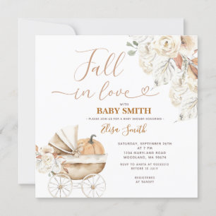 Convite Carruagem De Abóbora Apaixonada Chá de fraldas Flo