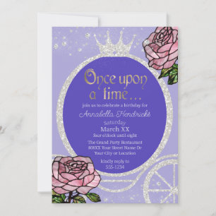 Convite Carruagem de Princesa de Conto de Fadas & Rosas de