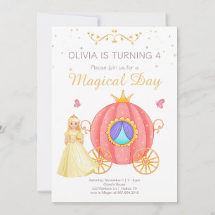 Convite Carruagem de Princesa Dia Mágico de Aniversário de