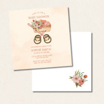 Carruagem Floral Chá de fraldas Quadrado