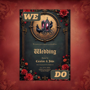 Convite Carruagem gótica com Ravens e Rosas.