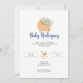 Convite Carruagem Mais Vestida e Bebê Cavalo Fogueiro - Az