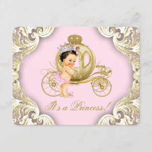 Convite Carruagem Rosa e Dourada Churrasco Real Princesa B