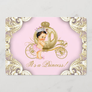 Convite Carruagem Rosa e Dourada Churrasco Real Princesa B
