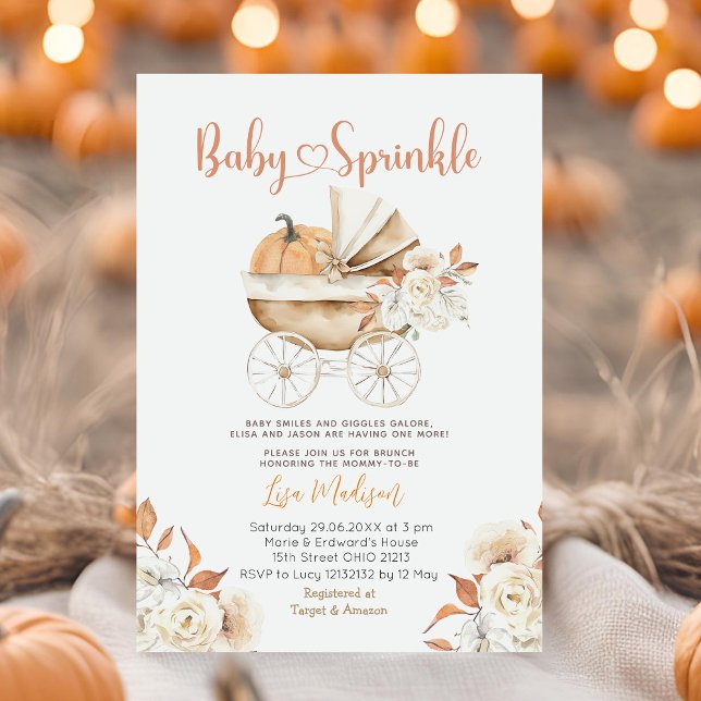 Convite Carruagem Rustic Baby Sprinkle Pumpkin Chá de fral (Criador carregado)