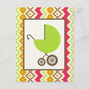 Convite Carruagem Verde inspirada em três Chás de fraldas