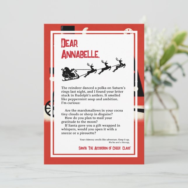 Convite Carta Absurdista Dada de Papai Noel (Em pé/Frente)