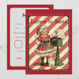 Convite Carta Antiga de um Bebê Fofo para o Papai Noel
